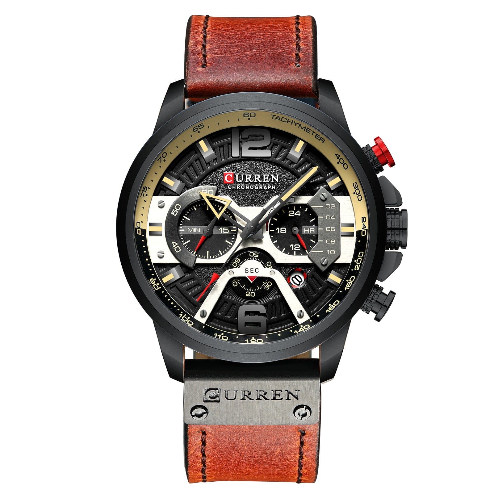 Relógio Masculino de Pulso Horus com Pulseira de Couro - Fundo Preto Luxej ©