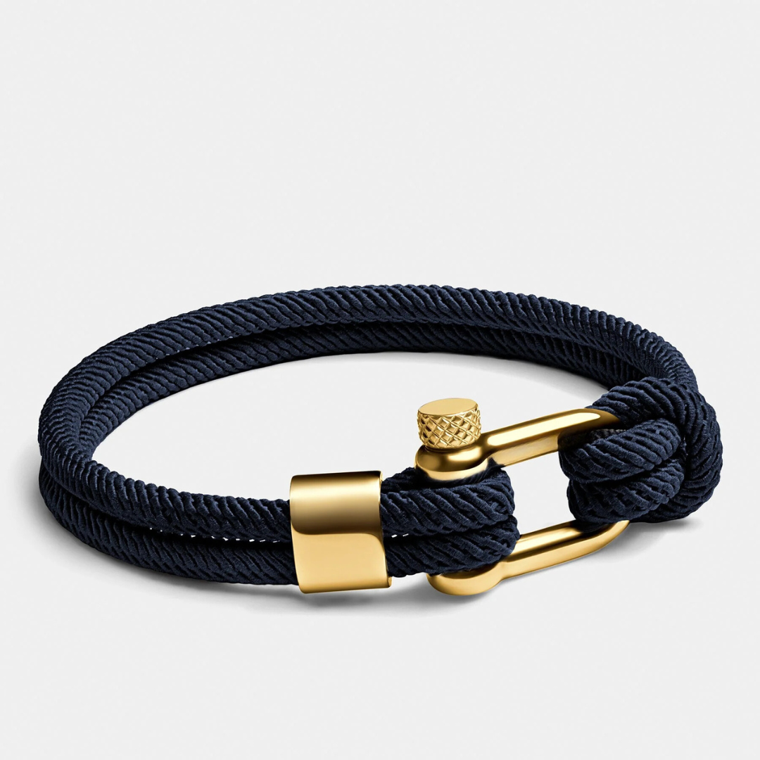 Pulseira de Corda Marinha Azul Malibu Gold | LUXEJ ©