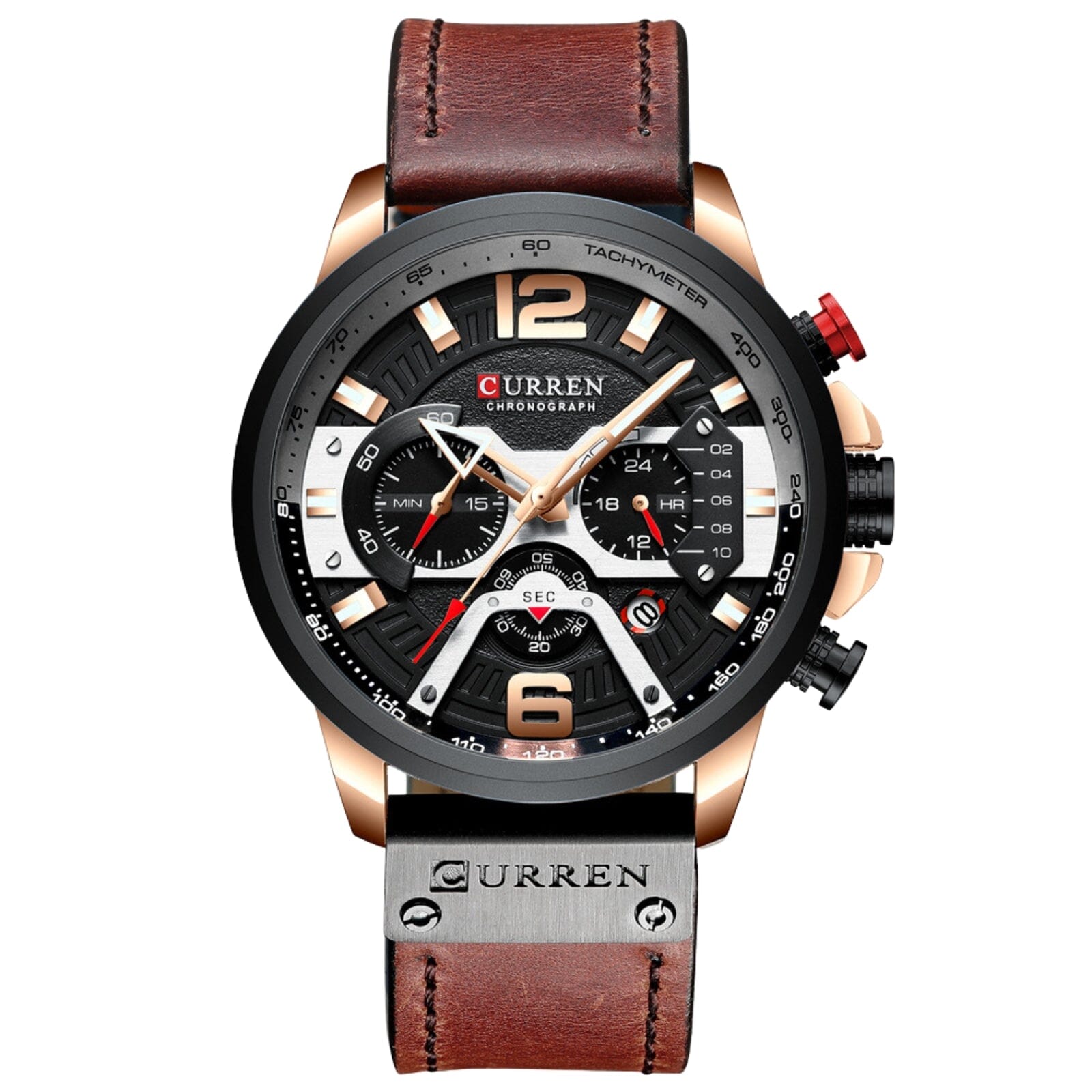Relógio Masculino de Pulso Horus com Pulseira de Couro - Fundo Preto Luxej ©