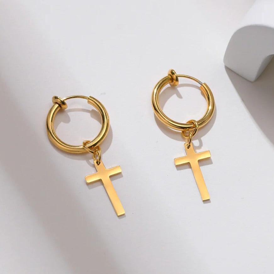 Brinco Cruz Masculino em Aço Inoxidável 316L | Luxej ©