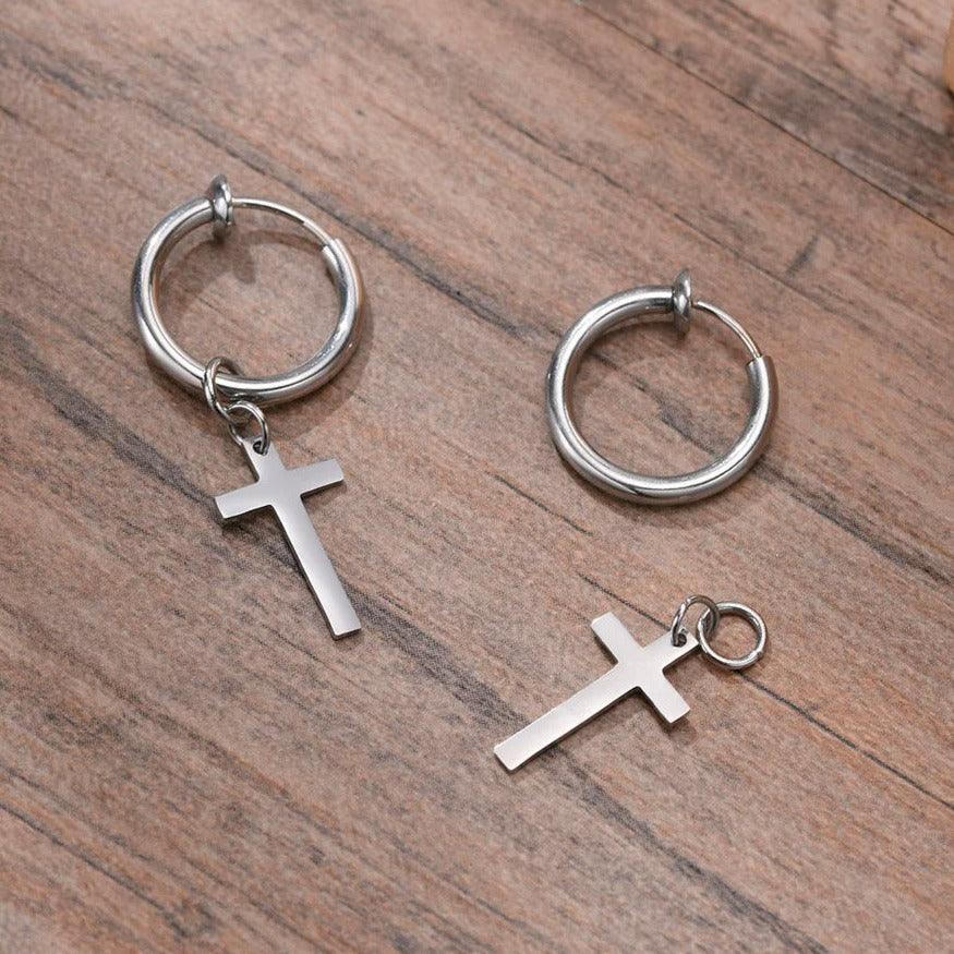 Brinco Cruz Masculino em Aço Inoxidável 316L | Luxej ©