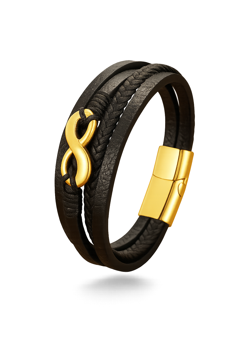Pulseira Infinity Masculina Minimalista de Couro com Símbolo do Infinito | Luxej ©
