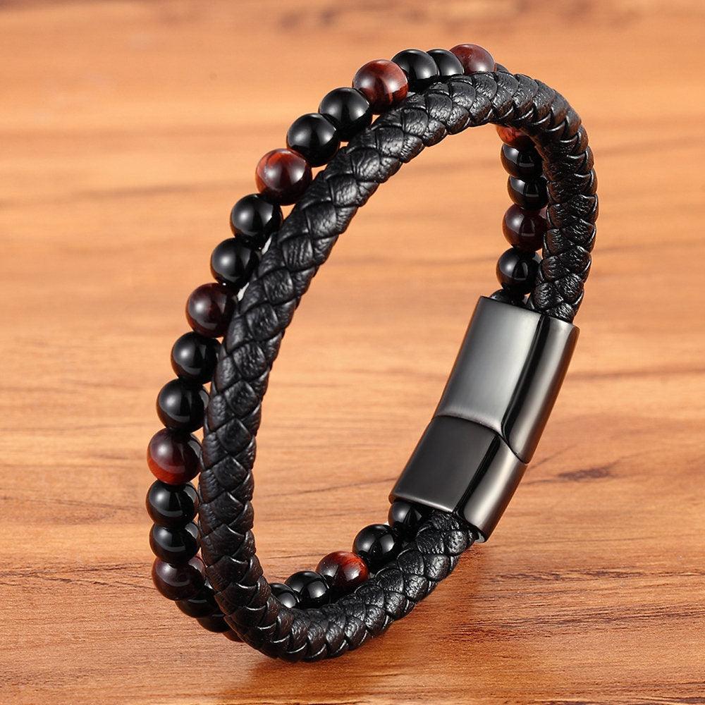 Pulseira Tigreed Masculina Minimalista com Pedras Naturais | Luxej ©