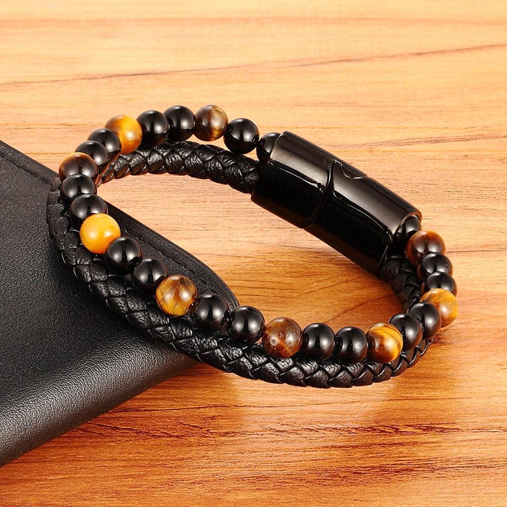 Pulseira Tigreed Masculina Minimalista com Pedras Naturais | Luxej ©