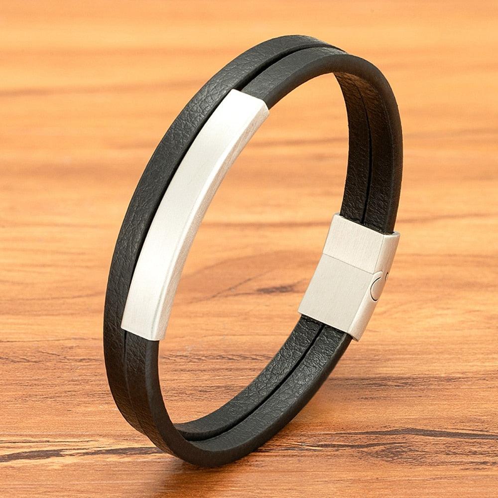 Pulseira Masculina Modok de Couro Trançado com Fecho Magnético | Luxej ©