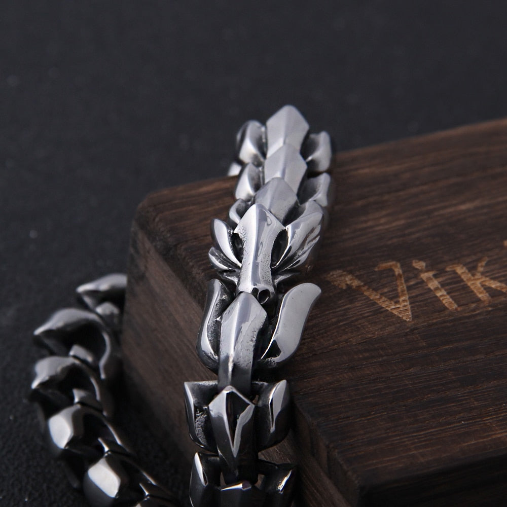 Pulseira Masculina Ouroboros de Aço Inoxidável Prateado | Luxej ©