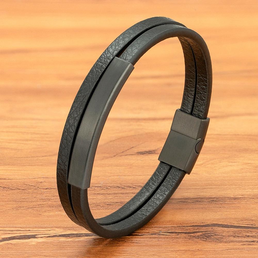 Pulseira Masculina Modok de Couro Trançado com Fecho Magnético | Luxej ©