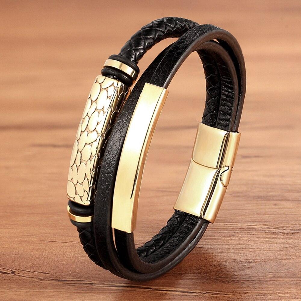 Pulseira Glowser em Couro com Detalhes Dourados e Prateados | Luxej ©