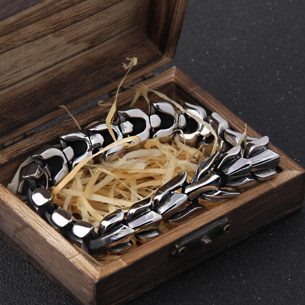 Pulseira Masculina Ouroboros de Aço Inoxidável Prateado | Luxej ©