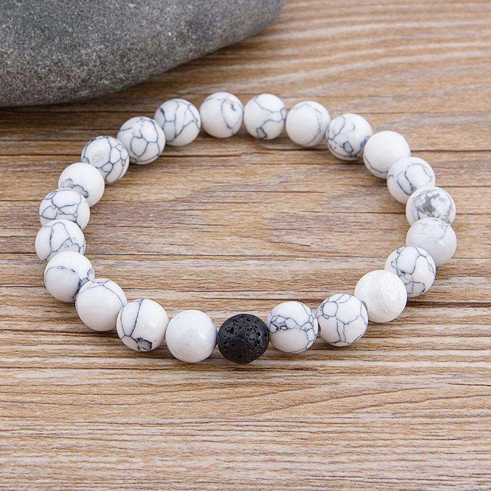 Pulseira Howlinita Masculina Minimalista com Pedra Vulcânica | Luxej ©