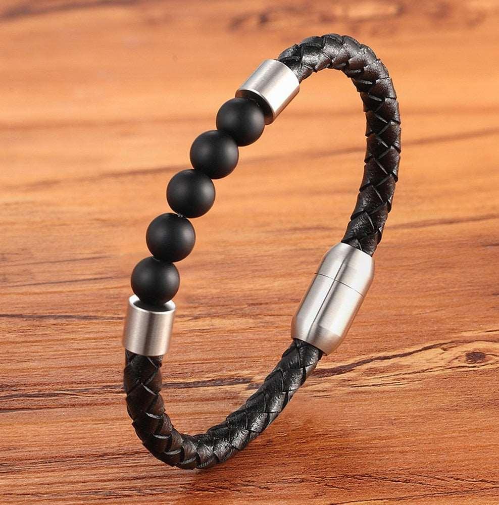 Pulseira Eyestone em Couro e Pedras Naturais | Luxej ©