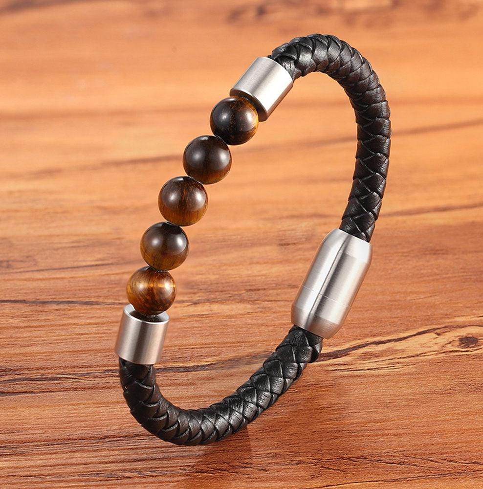 Pulseira Eyestone em Couro e Pedras Naturais | Luxej ©