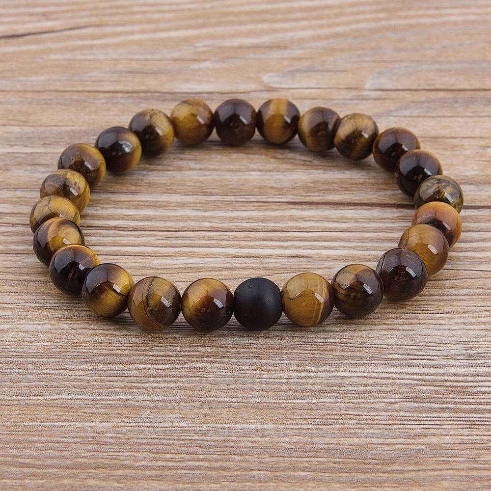 Pulseira Jaspianit Masculina Minimalista com Pedras Naturais Olho de Tigre | Luxej ©