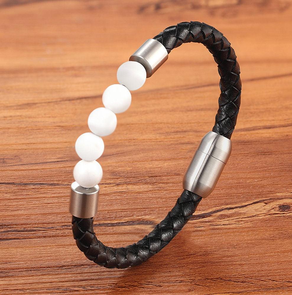 Pulseira Eyestone em Couro e Pedras Naturais | Luxej ©