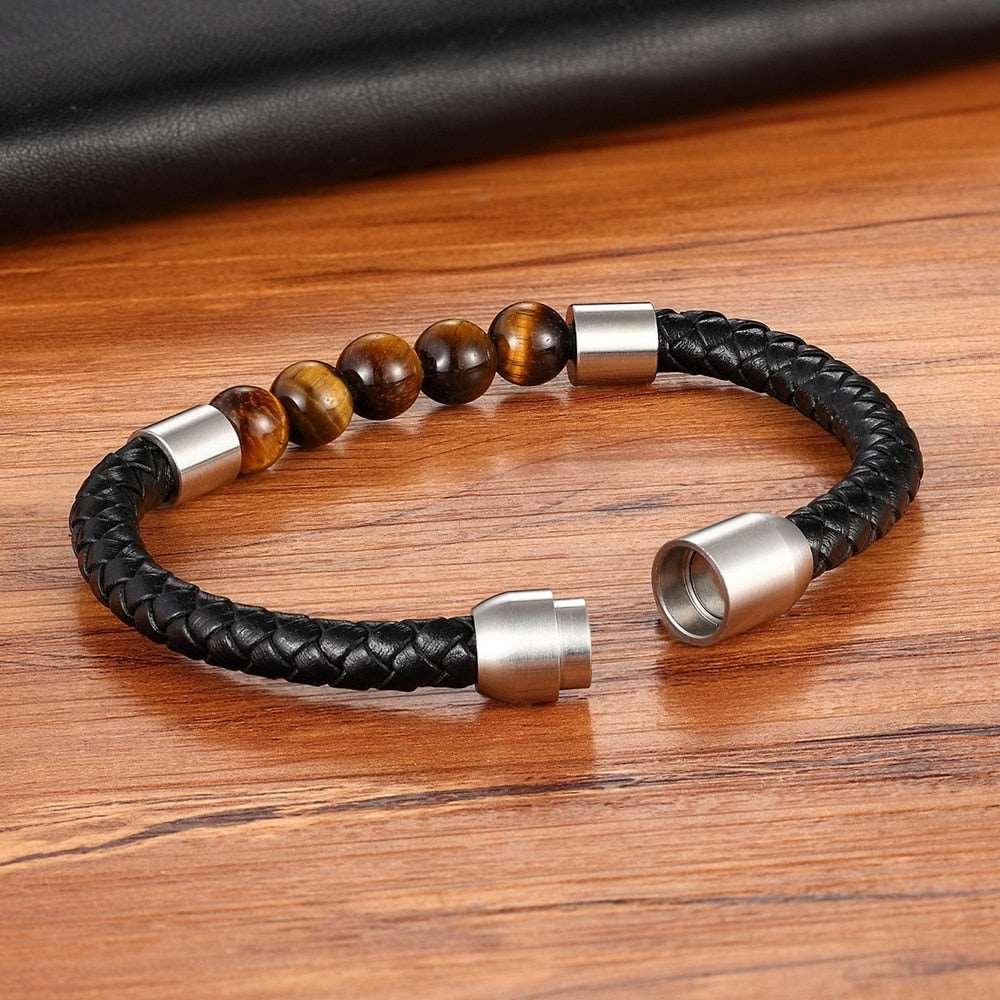 Pulseira Eyestone em Couro e Pedras Naturais | Luxej ©