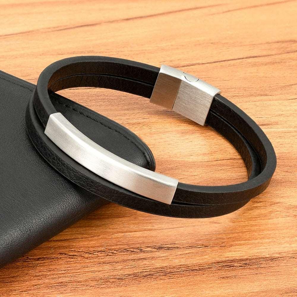 Pulseira Masculina Modok de Couro Trançado com Fecho Magnético | Luxej ©