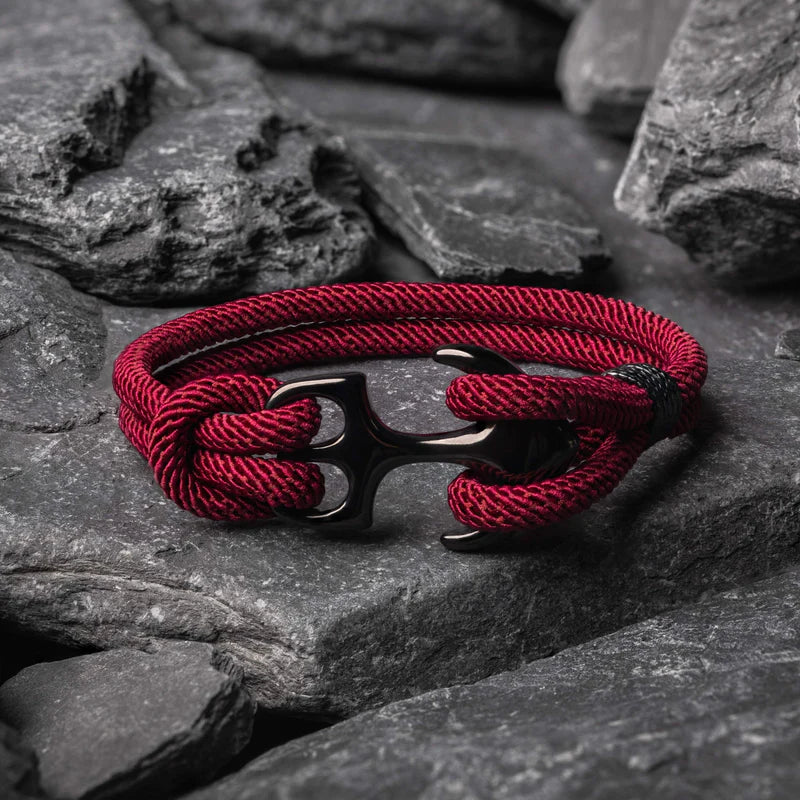 Pulseira de Corda Trançada Vinho Anchor | LUXEJ ©