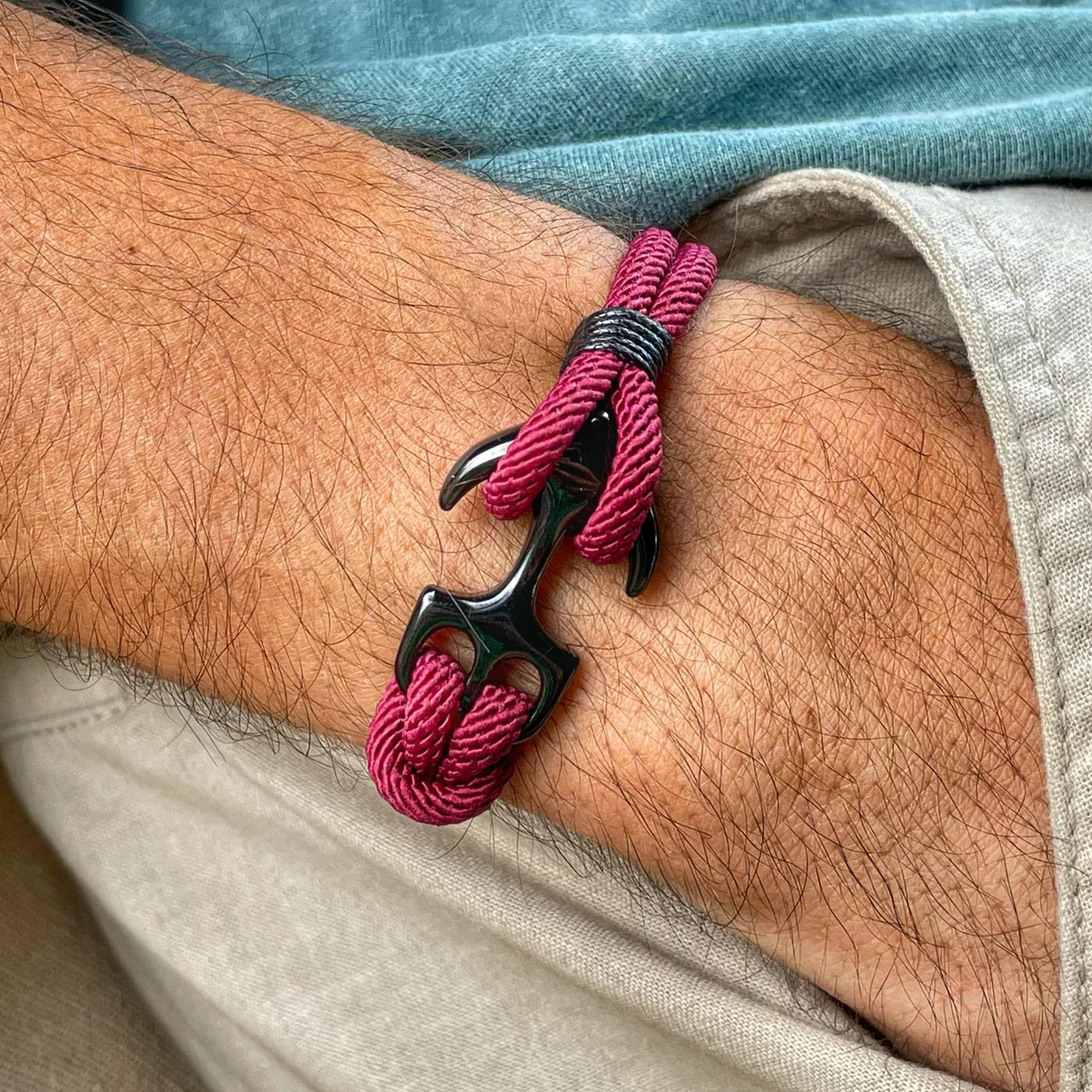 Pulseira de Corda Trançada Vinho Anchor | LUXEJ ©