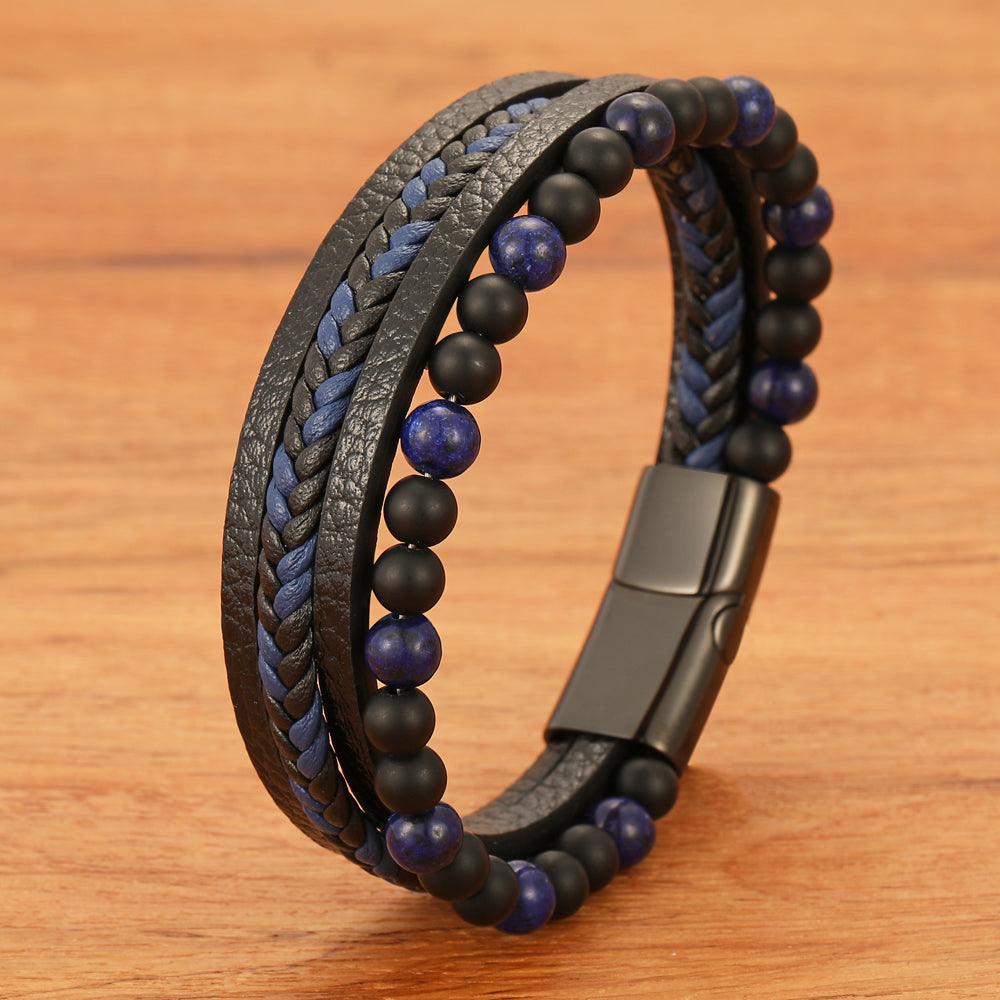 Pulseira Faycon em Couro e Pedras Naturais | Luxej ©