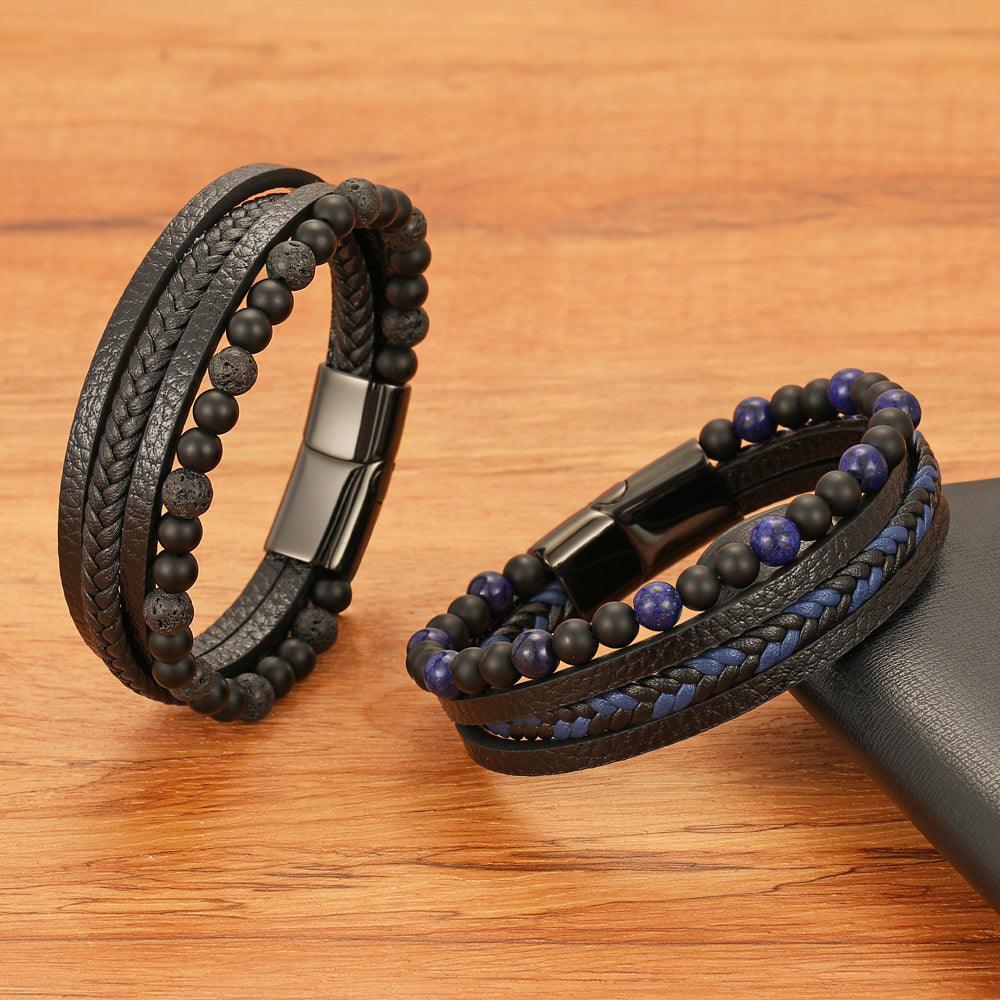 Pulseira Faycon em Couro e Pedras Naturais | Luxej ©
