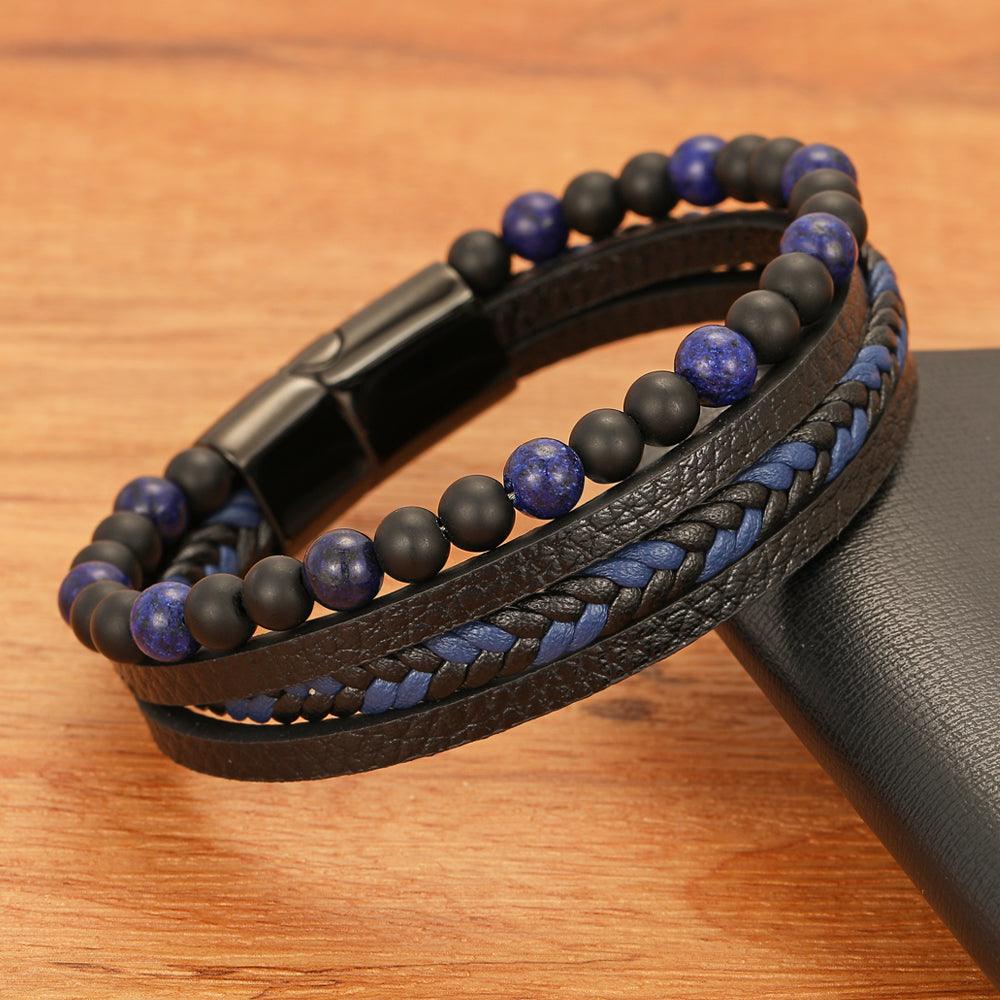 Pulseira Faycon em Couro e Pedras Naturais | Luxej ©