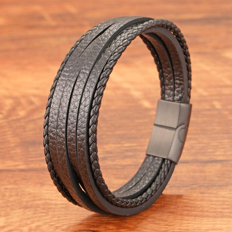 Pulseira Luffon Masculina de Couro Genuíno com Fecho Magnético | Luxej ©