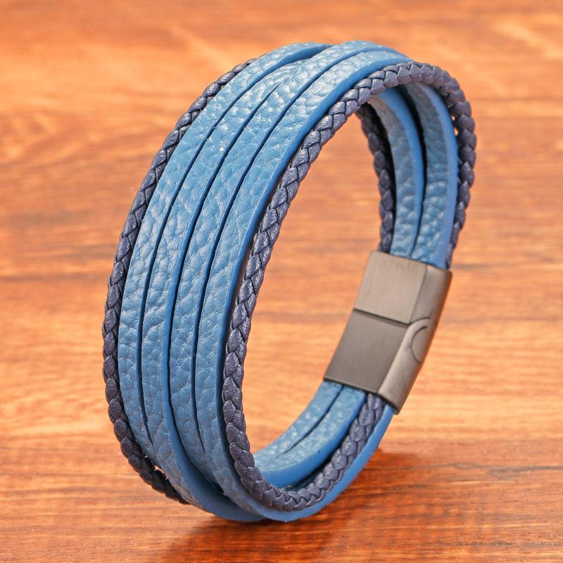 Pulseira Luffon Masculina de Couro Genuíno com Fecho Magnético | Luxej ©