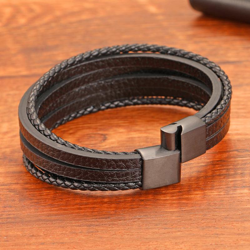 Pulseira Luffon Masculina de Couro Genuíno com Fecho Magnético | Luxej ©