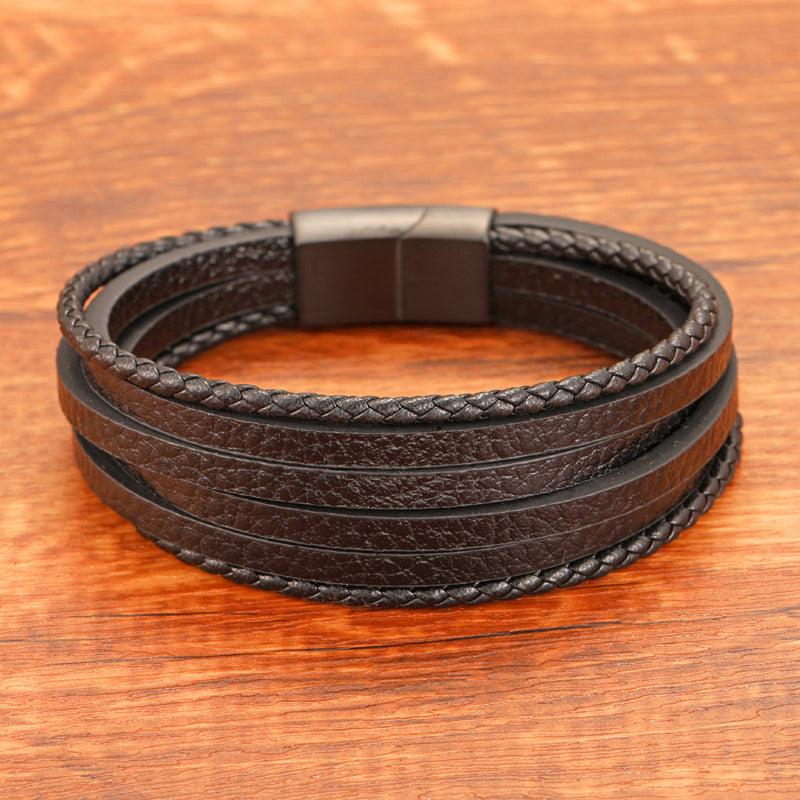 Pulseira Luffon Masculina de Couro Genuíno com Fecho Magnético | Luxej ©