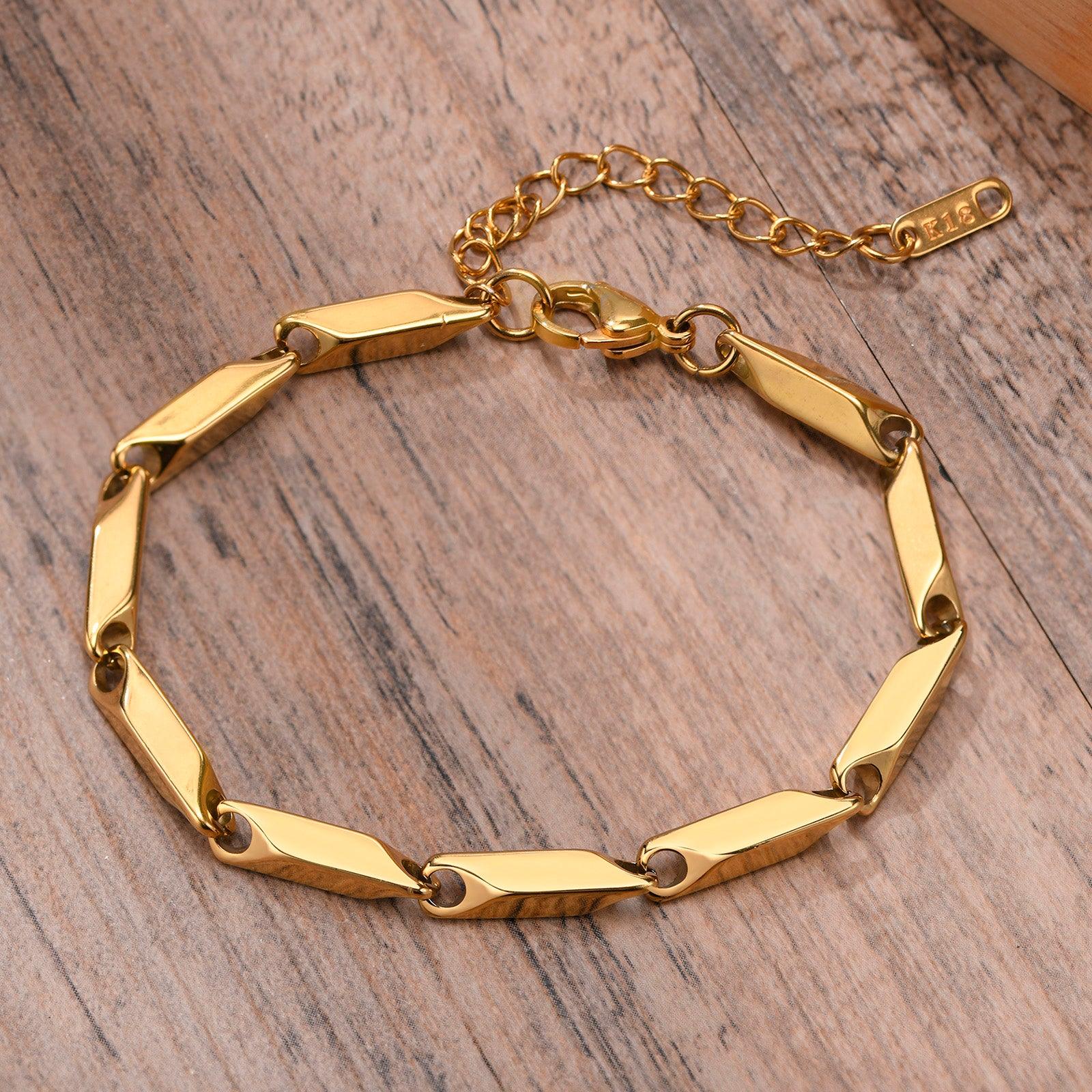 Pulseira Hislery Masculina Minimalista Geométrica Folheada a Ouro 18K | Luxej ©