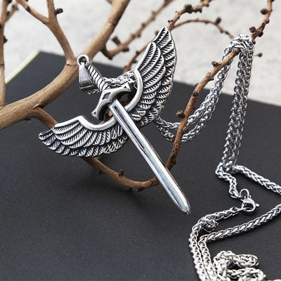 Colar Espada Angelical Masculino em Aço Inoxidável | Luxej ©