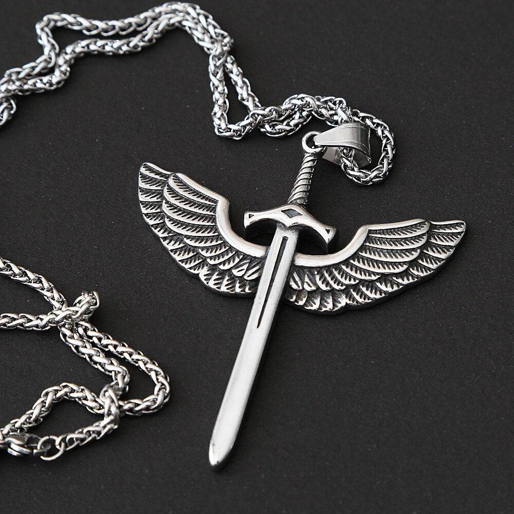 Colar Espada Angelical Masculino em Aço Inoxidável | Luxej ©