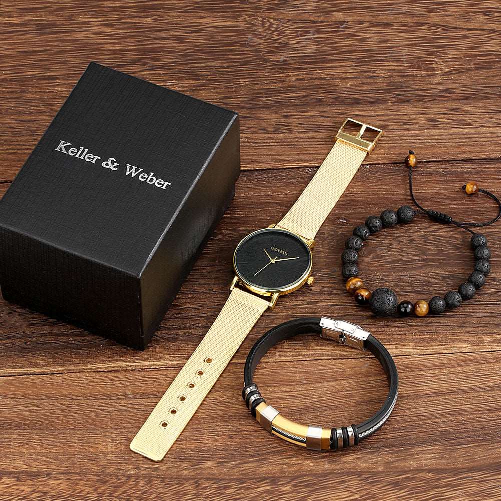 Relógio Minimalista Dourado Infinity Prestige + 2 Pulseiras | Luxej ©