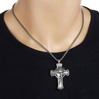 OFERTA COMPRE 1 E LEVE 2 Colares Cruz de Jesus Masculino em Aço Inoxidável | Luxej ©