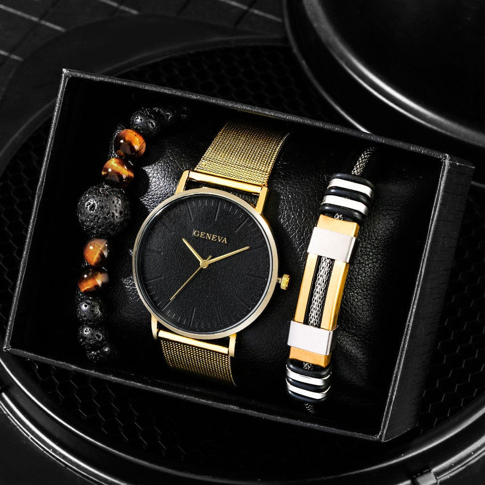 Relógio Minimalista Dourado Infinity Prestige + 2 Pulseiras | Luxej ©