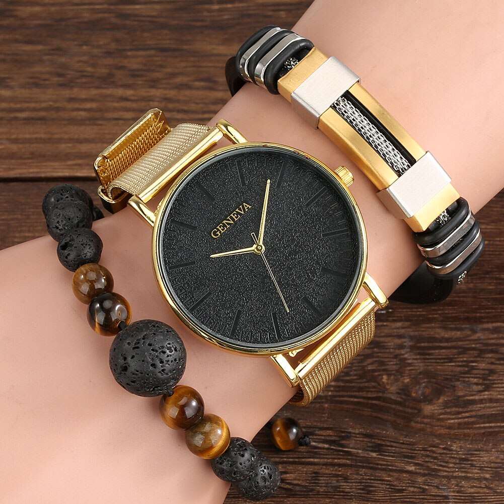 Relógio Minimalista Dourado Infinity Prestige + 2 Pulseiras | Luxej ©