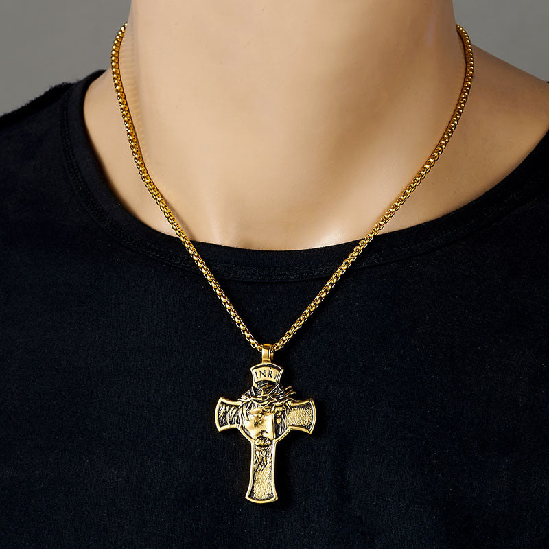 OFERTA COMPRE 1 E LEVE 2 Colares Cruz de Jesus Masculino em Aço Inoxidável | Luxej ©