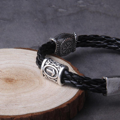 Pulseira Amulet Viking em Couro Trançado e Aço Inoxidável | Luxej ©